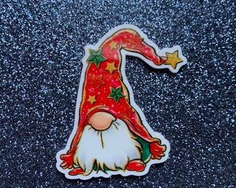 5pc. Gnome, Merry Christmas, Elf, Red and Black Plaid, Christmas Tree, Resin Planar, Flatback, Cabochon, Charm, Flat Back, Bow Center