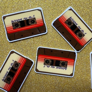 5pc. Brown Retro Mixed Tape, Awesome Volume, I Love the 90's, Resin Planar Flatbacks, Cabochon, Bow Center, Flat Back, 80's