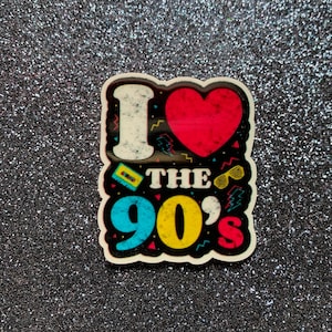 5pc. I Love the 90's, Resin Planar Flatbacks, Cabochon, Bow Center, Flat Back, 80's