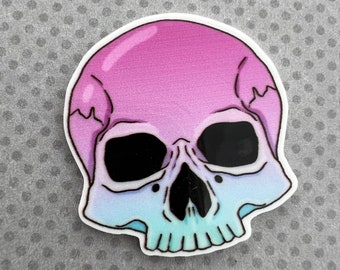 5pc Pink and Blue Ombre Skull, Pastel Goth, Coffin, Monster, Planar Flatback, Resin Cabochon, Bow Center, Halloween, Halloween Party