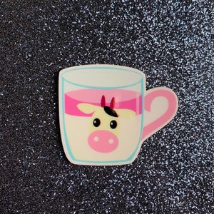 5pc. Résine de lait de fraise, donc Kawaii! Vache à fraise, résine flatback, Cabochon, Bow Center, Flat Back