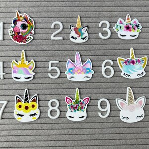 5pc. Rainbow Colorful Unicorn, Resin Planar Flatback, Cabochon, Bow Center, Flat back