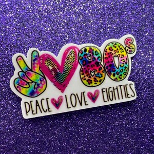 5pc. Peace, Love, the 80's, Resin Planar Flatbacks, Cabochon, Bow Center, Flat Back, 90's