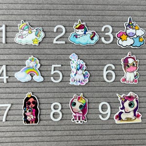 5pc. Rainbow Colorful Unicorn, Resin Planar Flatback, Cabochon, Bow Center, Flat back