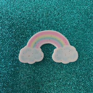 5pc. Pastel Rainbow Planar, Cabochon, Resin, Slime Charm, Bow Center, Flat Back