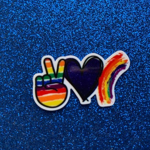 5pc. Peace, Love, and Rainbows Planar, Cabochon, Resin, Slime Charm, Bow Center, Flat Back