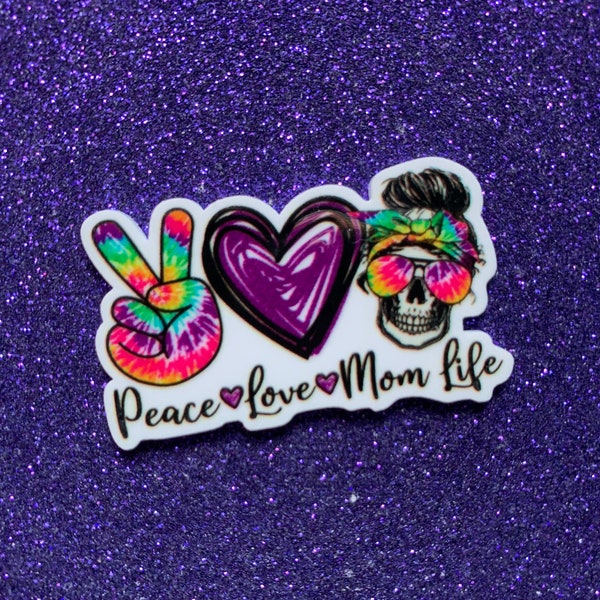 5pc. Peace, Love, and Mom Life, Brunette Mother, Queen and her Princess, Planar Flatback, Cabochon, Bow Center, Baby Girl