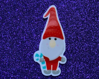 5pc. Gnome, Merry Christmas, Elf, Red and Black Plaid, Christmas Tree, Resin Planar, Flatback, Cabochon, Charm, Flat Back, Bow Center