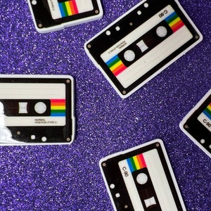 5pc. Rainbow Mixed Tape, I Love the 90's, Resin Planar Flatbacks, Cabochon, Bow Center, Flat Back, 80's
