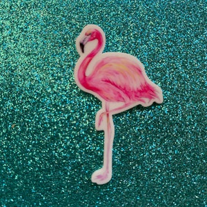 5 pièces Flamant rose, cabochon planaire en résine, oiseaux, tropical, forêt tropicale,