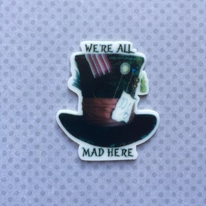 5pc. Were all Mad Here, Mad Hatter, Resin Planar Flatback