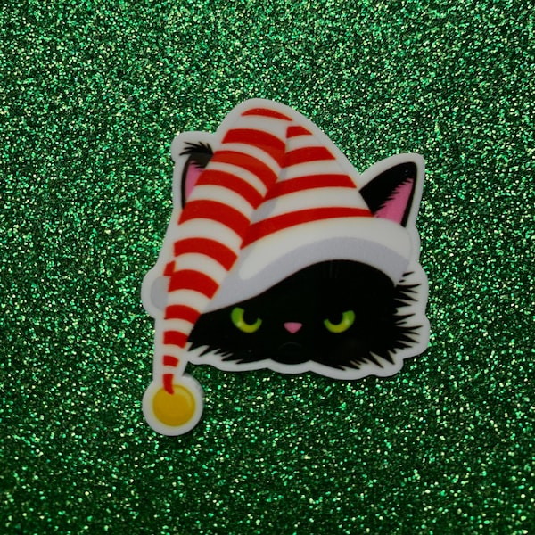 5pc  Grumpy Christmas Cat, Santa, Planar Flatback, Cabochon, Christmas Party, Bow Center, Slime Charm, Flat Back