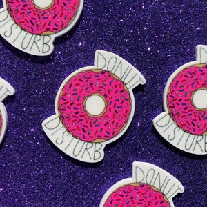 5pc. Pink Strawberry Donuts, No problem! Resin Planar Flatbacks, Bow Center, Cabochon, Flat Back