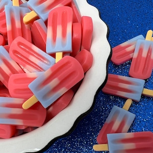 10 pièces Glace patriotique, rouge, blanche et bleue, sucette glacée en résine, dos plat, cabochon, nœud au centre, fête de la crème glacée ! Amérique, 4 juillet