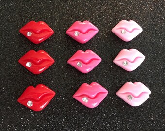 12pc. Miniature Lips, Lipstick resin flatback