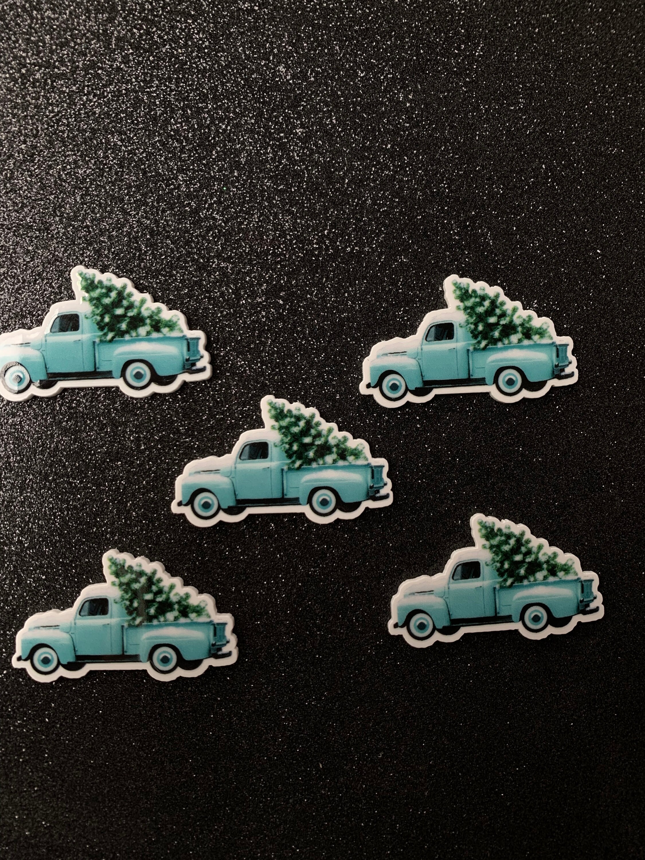 5pc Blue Truckload of Pine Trees Merry Christmas Resin Etsy