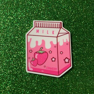 5pc. Strawberry Milk Resin, So Kawaii! Strawberry Cow, Resin Flatback, Cabochon, Bow Center, Flat Back