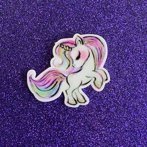 5pc. Rainbow Pastel Unicorn, Resin Planar Flatback, Cabochon, Bow Center, Flat back