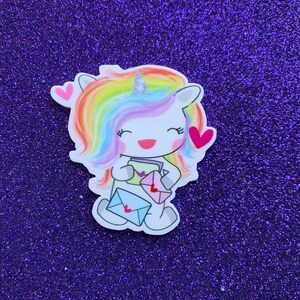 5pc. Rainbow Hair Unicorn, Love Letters, Back to School, Resin Planar Flatback, Cabochon, Disney, Bow Center, Flat Back