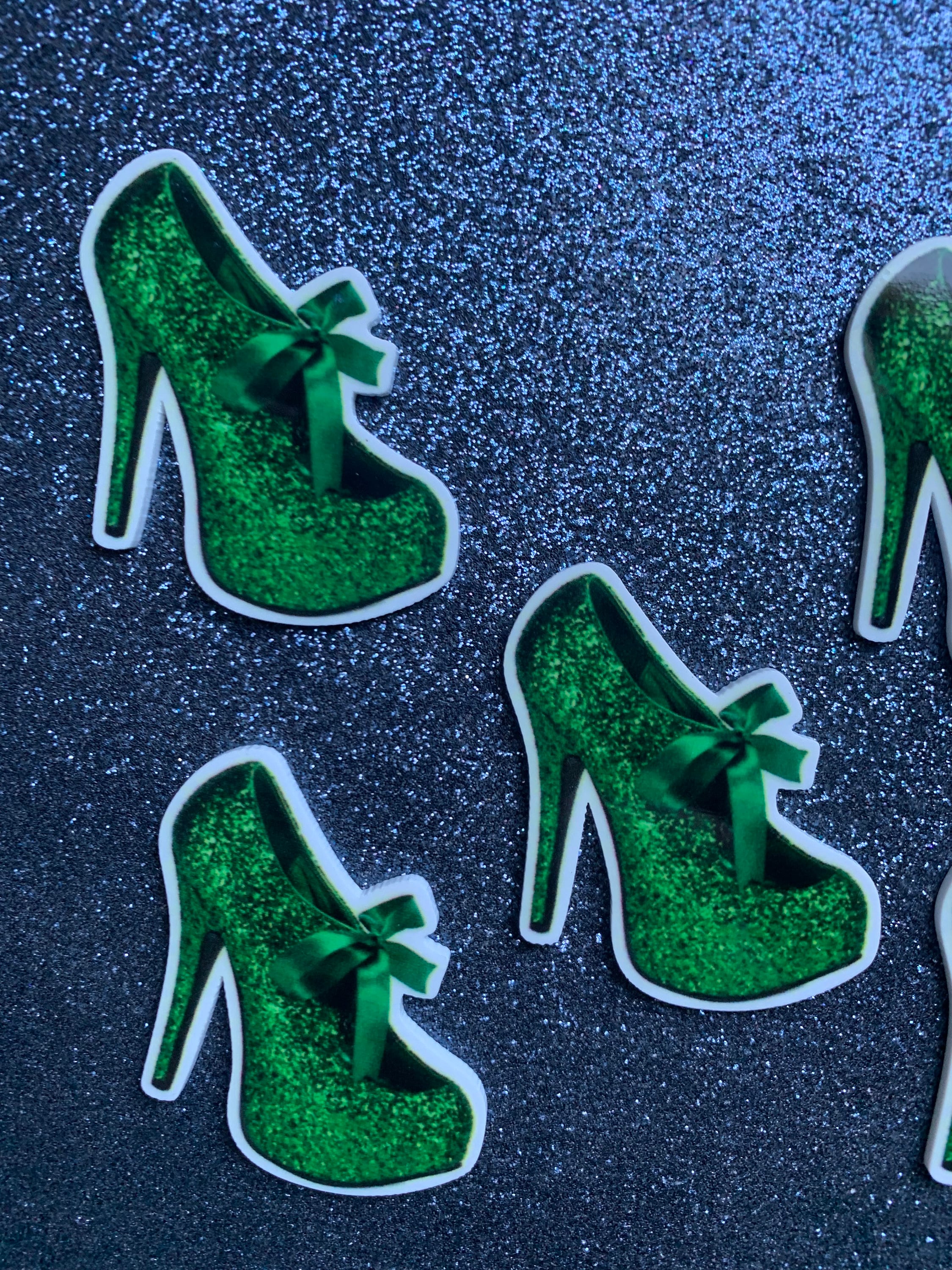 Stiletto Flatback Saint Patrick's Day Christmas Cabochon Bow Center Green High Heels and Makeup Resin Planar 5pc