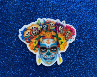 5pc. Flowers Sugar Skull, Dia De Los Muertos, Resin Planar Flatback, Cabochon, Bow Center, Flat Back, Day of the Dead, Hispanic, Fiesta