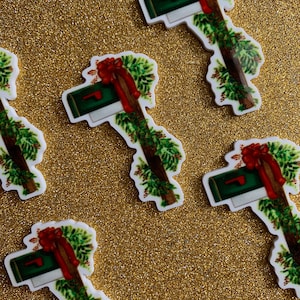 5pc. Christmas Mailbox, Santa Mail, Letters to Santa, Christmas Tree, Resin Planar, Flatback, Cabochon, Charm, Flat Back, Bow Center