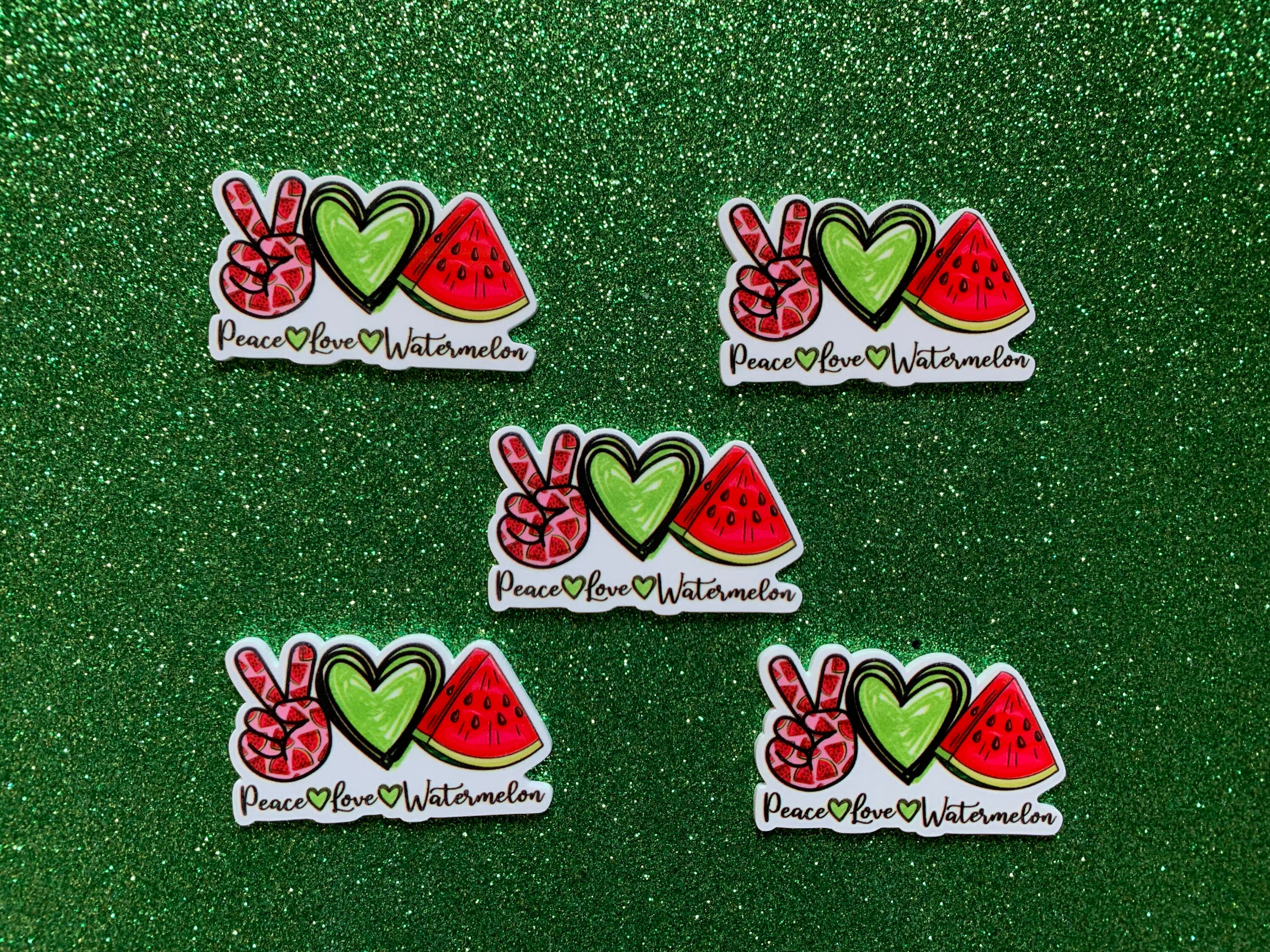 watermelon様へ 5pc Peace, Love, and Watermelon, Resin Planar Flatback