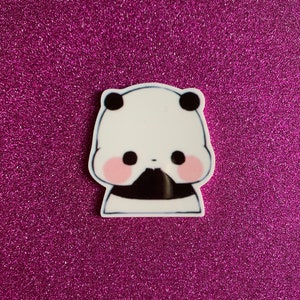 5pc. Panda Bears, Planar Resin Flatback, Cabochon, Bow Center, Flat Back