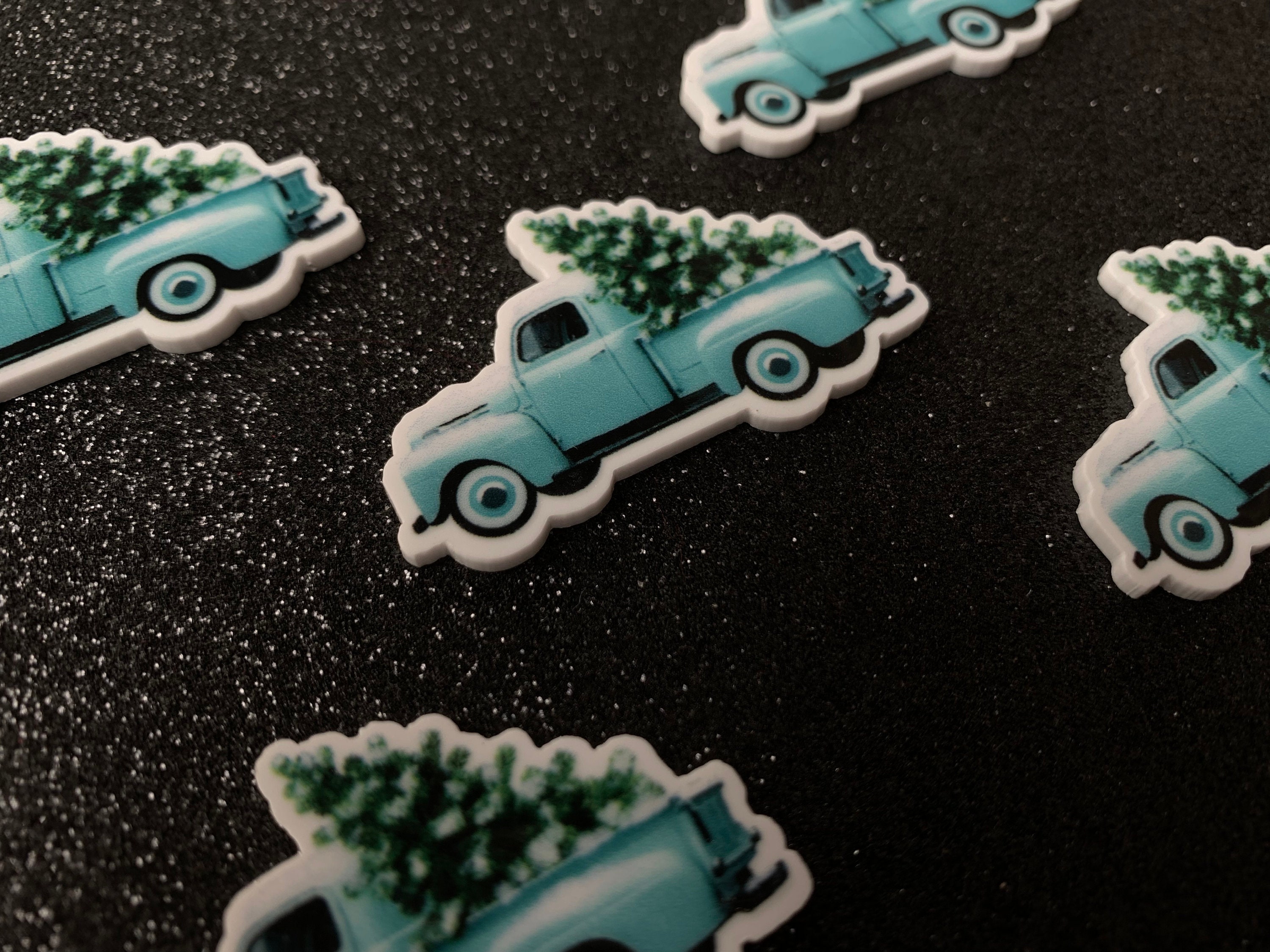 5pc Blue Truckload of Pine Trees Merry Christmas Resin Etsy