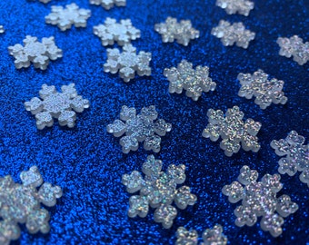 15pc  Miniature Snowflake, Snow Globe, Planar Flatback, Cabochon, Christmas Party, Bow Center, Slime Charm, Flat Back