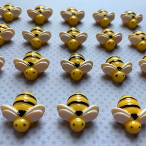 15pc.  Miniature Baby Bumble Bees, 3D resin Cabochon, Flatback, Bow Center