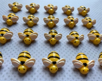 15pc.  Miniature Baby Bumble Bees, 3D resin Cabochon, Flatback, Bow Center