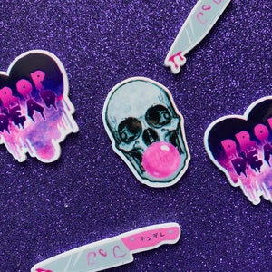 5pc Skull, Monster Bubblicious, Planar Flatback, Resin Cabochon, Bow Center, Halloween, Pastel Goth, Gothic, Halloween Party, Girl Killer
