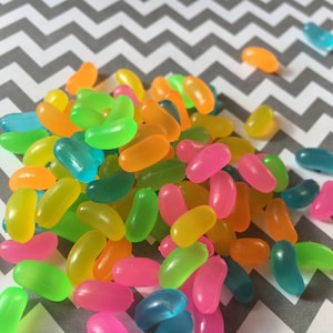 100pc. Micro Miniature Neon Jelly Beans, Cabochon, Charm, Faux Candy