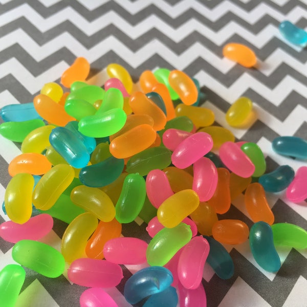 100pc. Micro Miniature Neon Jelly Beans, Cabochon, Charm, Faux Candy