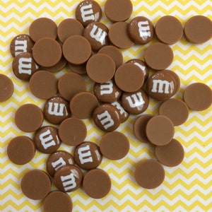 20pc. Brown Resin Candy M&M’s, Flatback, Cabochon, Charme, Flat Back, Faux Candy