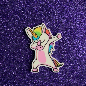 5pc. Dancing Rainbow Colorful Unicorn, Resin Planar Flatback, Cabochon, Bow Center, Flat back