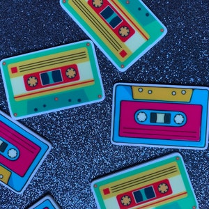 6pc. Mixed Tapes, I Love the 90's, Resin Planar Flatbacks, Cabochon, Bow Center, Flat Back, 80's