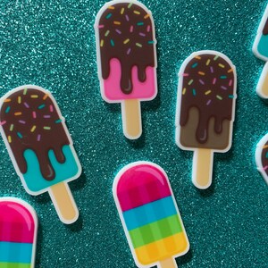 8pc. Ice Cream Set, So Kawaii!  Planar, Resin Popsicle, Flatback, Cabochon, Bow Center, Ice Cream Party!