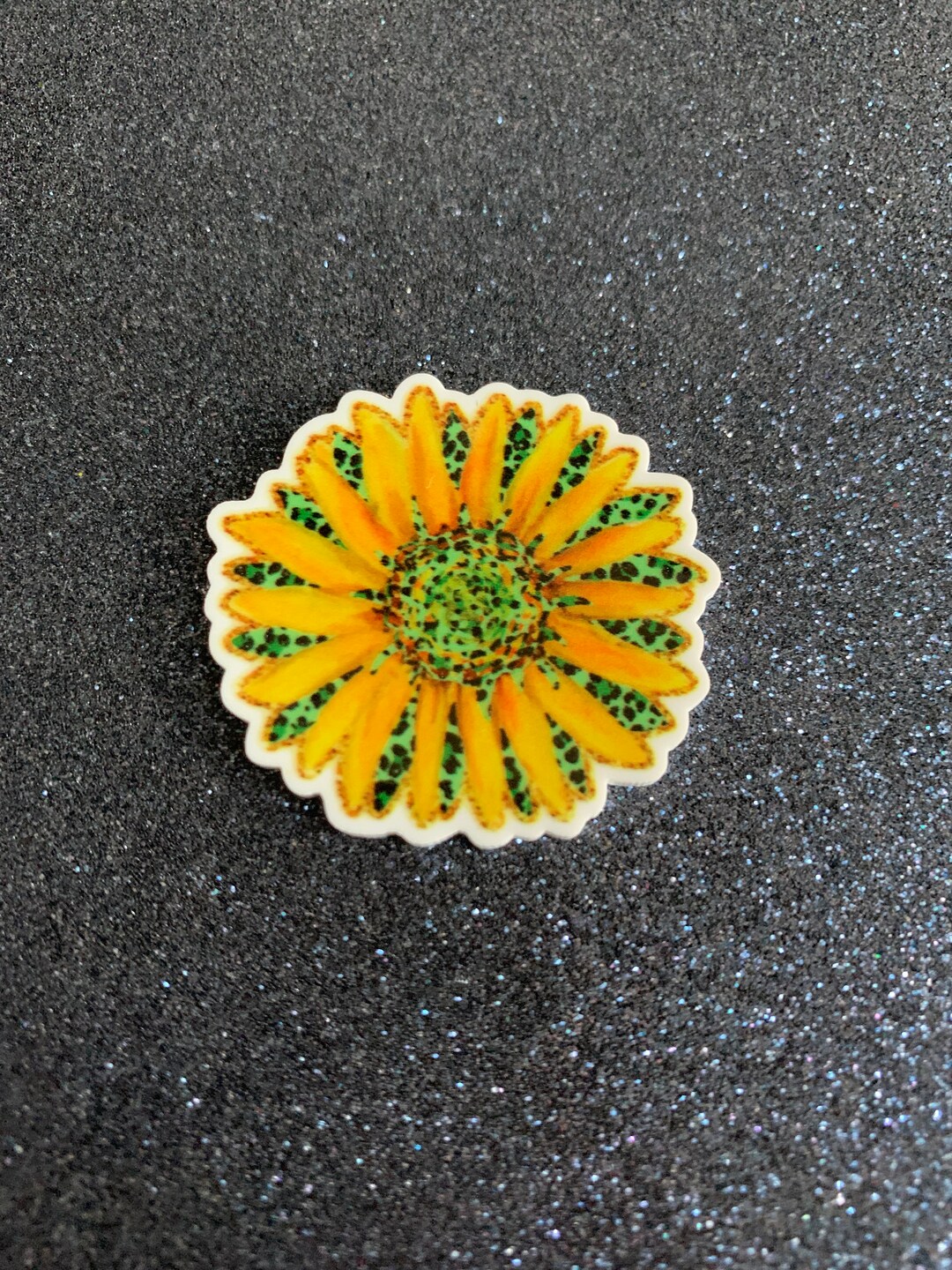 5pc Green Cheetah, Sunflower Resin Planar Flatback, Yellow Flower ...