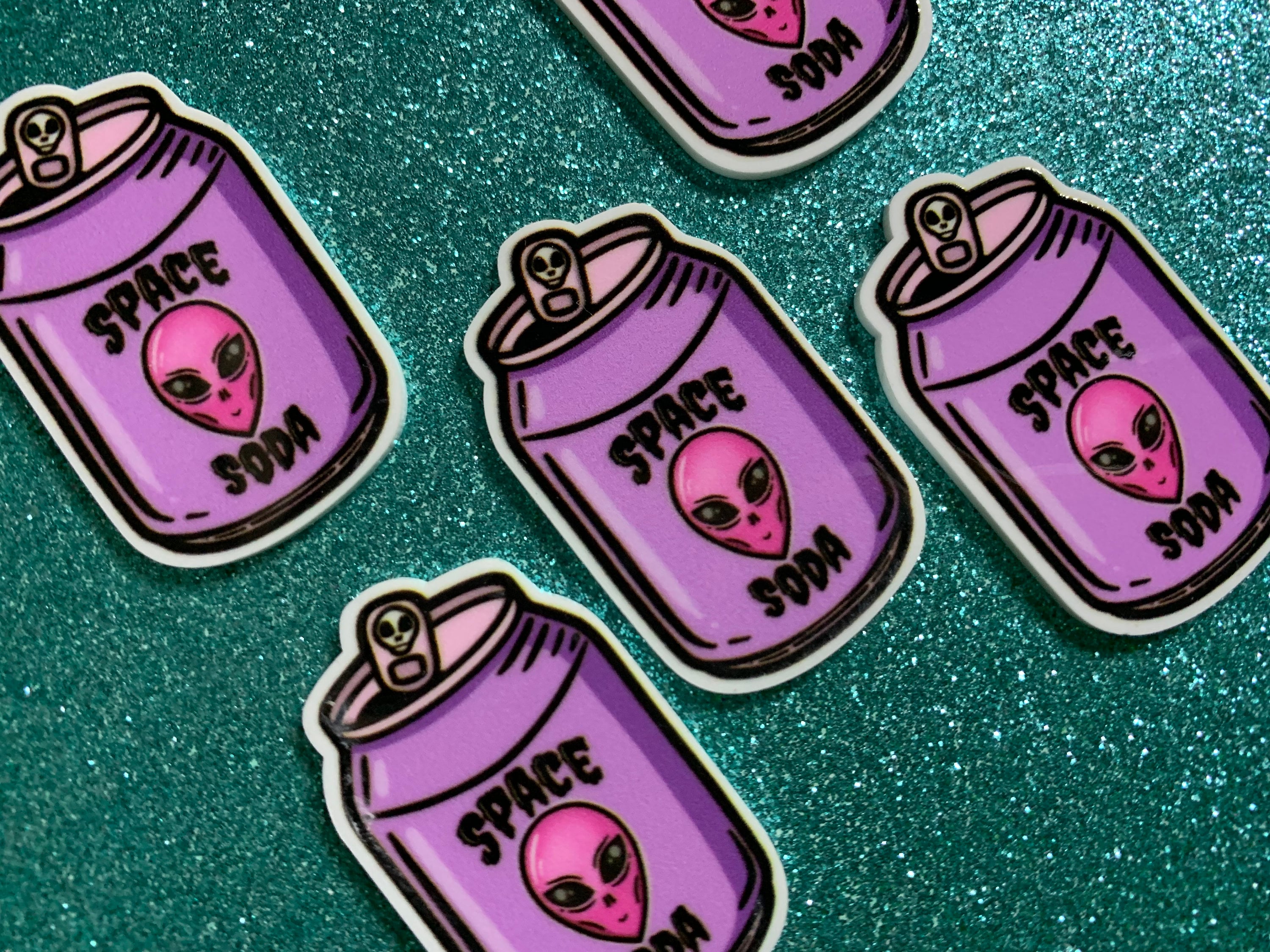 5pc. Space Soda, Alien Abduction, Planar Resin, Flatback, Cabochon ...
