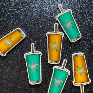 6pc. Save the Turtles, Water Bottles, Visco Girls, Teenage Girls, Beach, 90's, Resin Planar Flatbacks, Cabochon, Bow Center, Flat Back