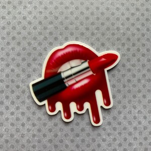 5pc. Red Lips, Red Lipstick Resin Planar Flatback, Lipstick Cabochon, Bow Center