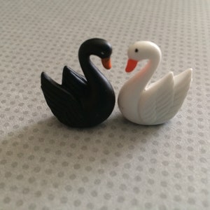 Glass Miniature Swan Pair- Black with Orange Beaks main image 0
