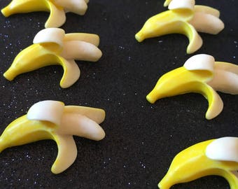 12pc Peeled Banana, Flatback, resin Fruit