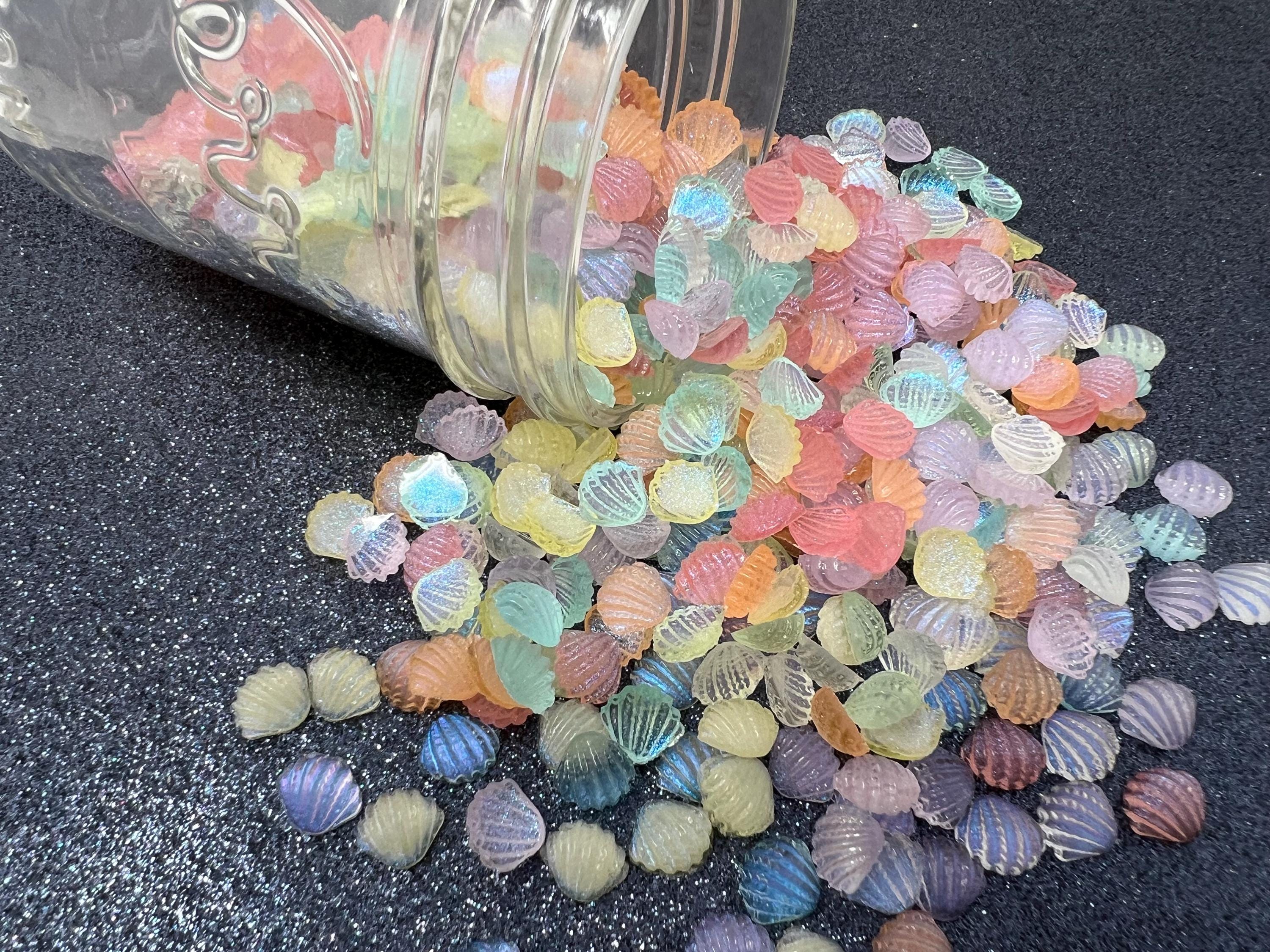 35pc. Iridescent Micro Miniature Seashell, Resin Cabochon, Flatback ...