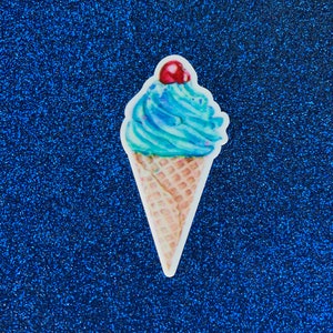 5pc. Blueberry Ice Cream, So Kawaii!  Planar, Resin Popsicle, Flatback, Cabochon, Bow Center, Ice Cream Party!