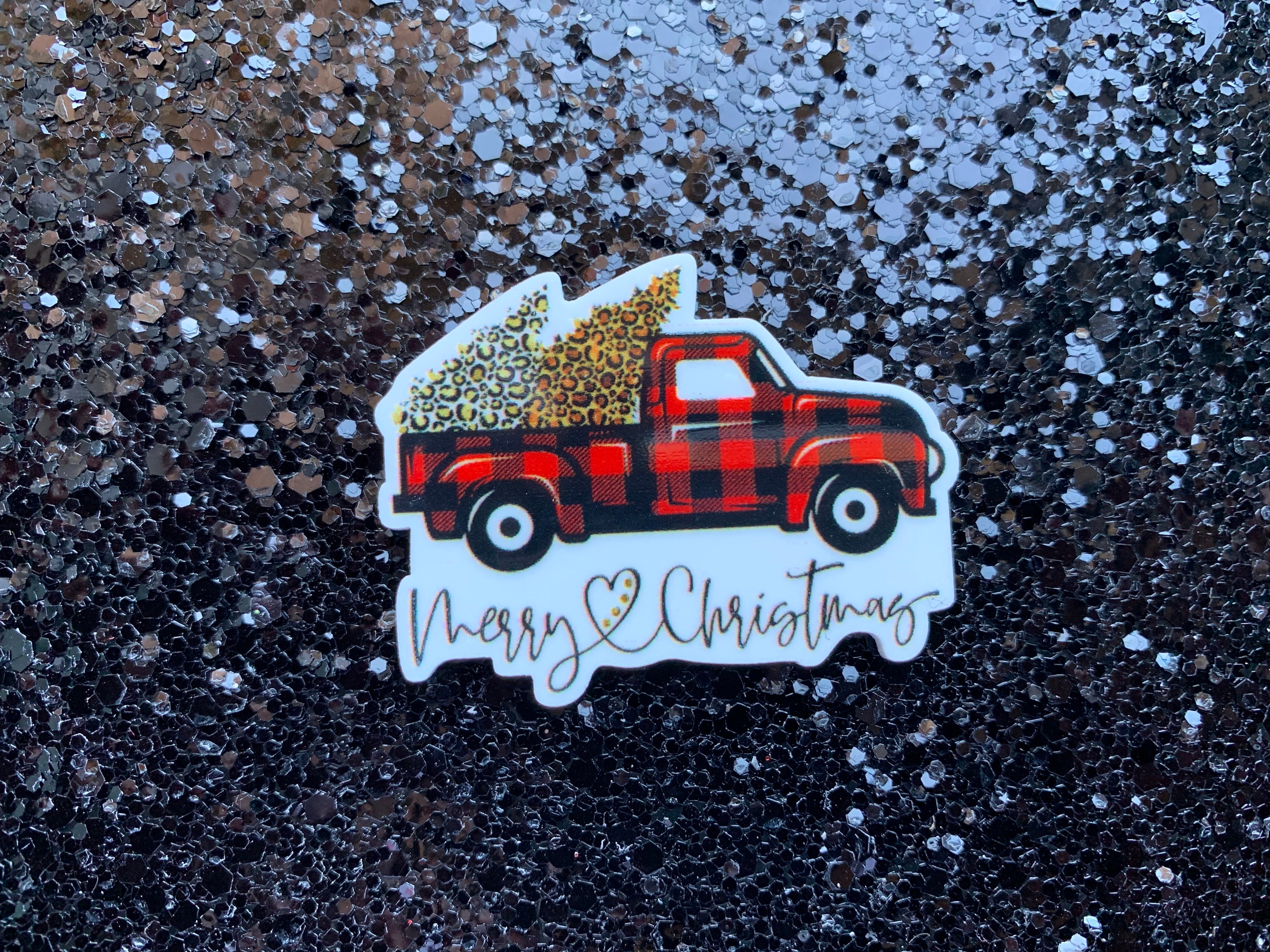 5pc Truckload of Cheetah Pine Trees Merry Christmas Resin Etsy