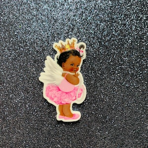 5pc. African American Baby,  Resin Planar Flatbacks, Cabochon, African American Princess, Black Girl Magic