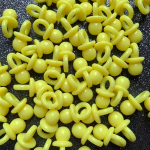 16pc. Yellow Baby Pacifiers, Resin Cabochon, Charm